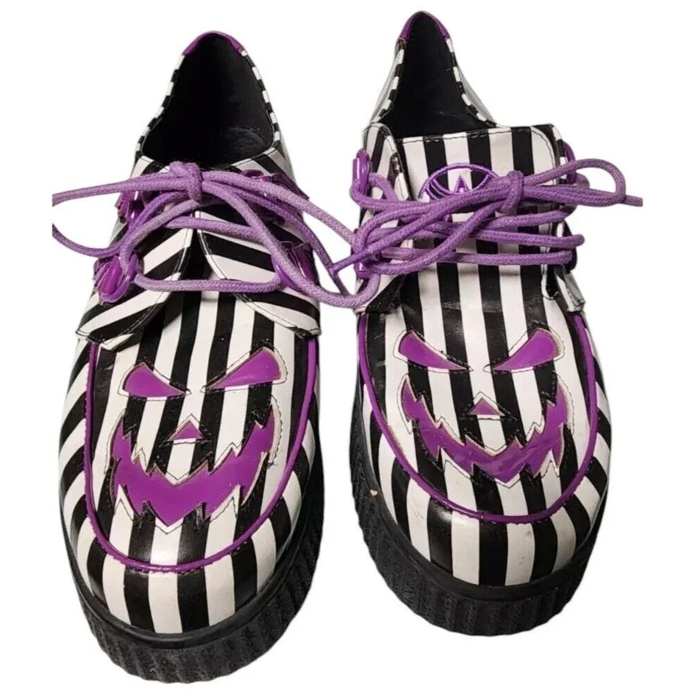 Strange Cvlt Krypt Scary Jack Striped Platforms Size 11 Halloween